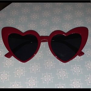 Heart shaped burgundy sunglasses